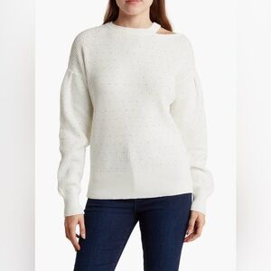 DKNY Crystal Embellished Cutout Sweater (Small; Ivory)